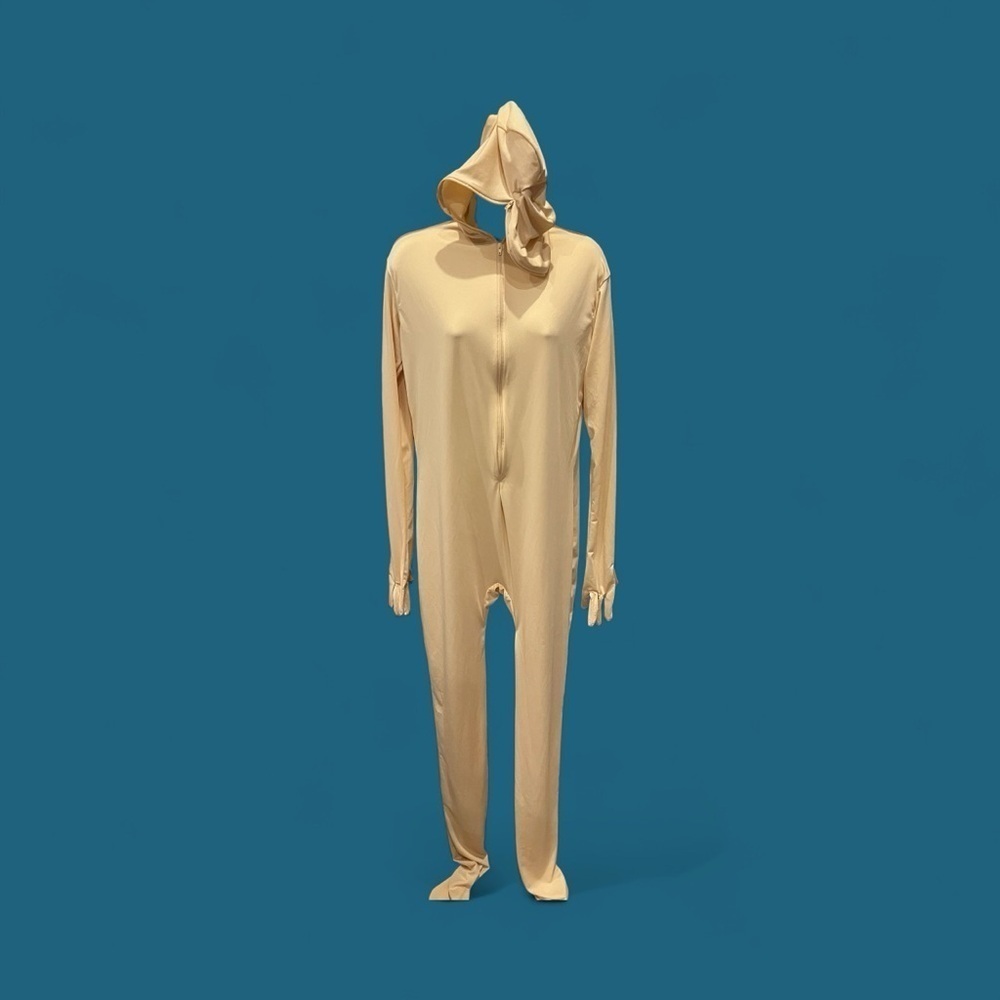 Beige Full-Body Hooded Bodysuit – Halloween/Cosplay Zentai Costume NWOT